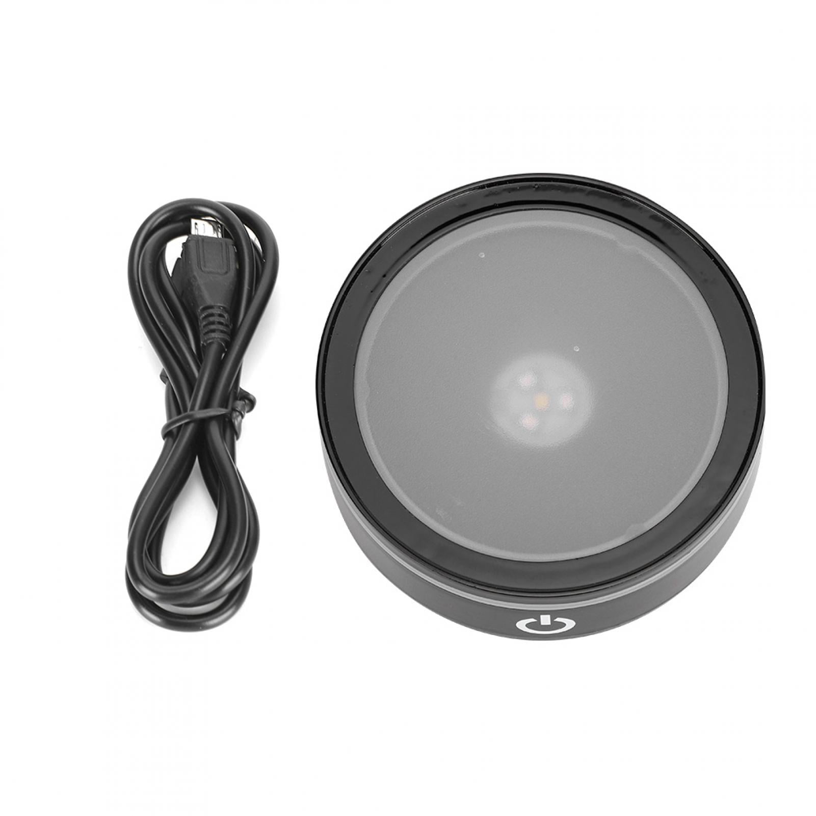 Base LED Crystal Noir - Multicolore Et Blanc - Alimentation USB Ou Piles - Interrupteur Tactile - Pour Statues Et Bijoux