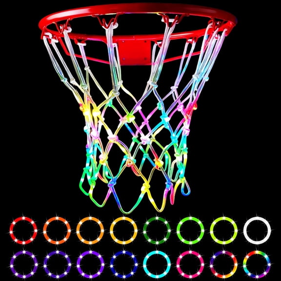 LED Basketball Hoop Lights, 12 Loop Rim, 16 Color Change, Indoor Outdoor Night Play