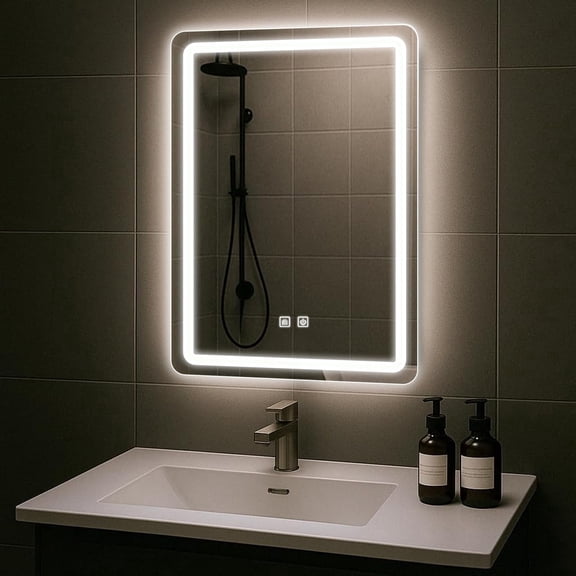 LED Bathroom Mirror, 16x22 in Vanity Mirrors with Backlit Lights for Shaving, Fogless Makeup Mirror Wall Mounted with Demister, Dimmable 3 Color Lighting,Vertically Only