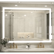 LED Bathroom Mirror, 20x28Inch Front and Backlit, 3 Colors Dimmable, CRI>90 Double Lights, Enhanced Anti-Fog, Wall Mount Lighted Mirror, Horizontally/Vertically Mounted
