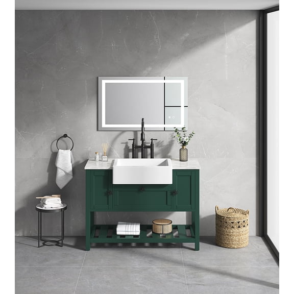 LED Bathroom Mirror 40 "x 32" with Front and Backlight, Large Dimmable Wall Mirrors with Anti-Fog, Memory, 3 Colors, LED Vanity Mirror