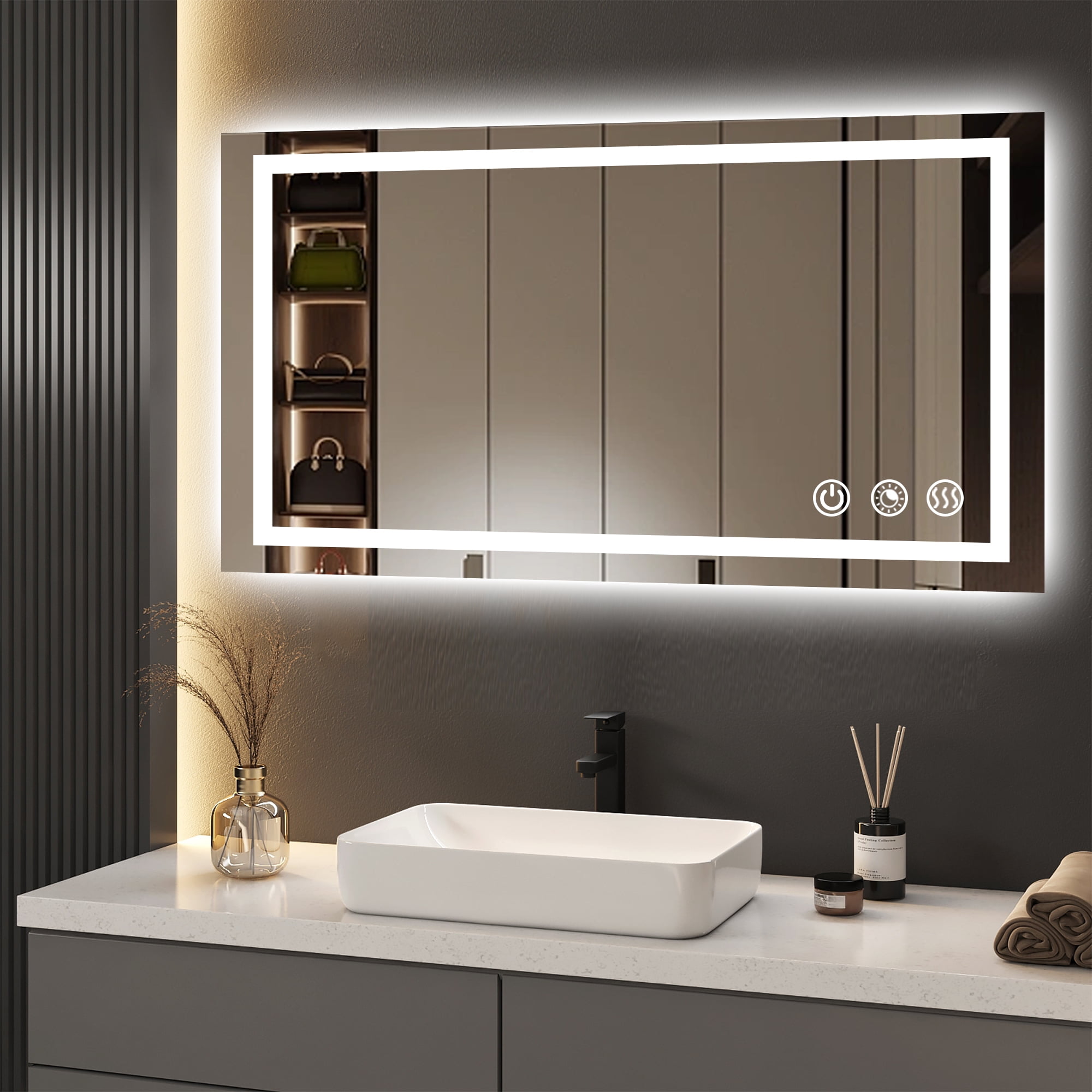 LED Bathroom Mirror 40"x24",Frontlit and Backlit Wall Mounted LED ...