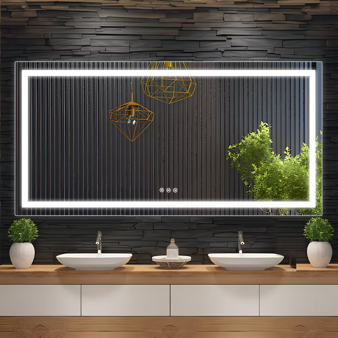 LED Bathroom Mirror, 60" x 30" WallMounted Vanity Mirror with Anti Fog