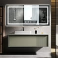 thumbnail image 1 of LED Bathroom Mirror 60"x28",Frontlit and Backlit Wall Mounted Vanity Mirror,Dimmable 3 Color Temperature Anti-Fog Touch Button LED Bathroom Mirror with Lights, 1 of 7