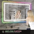 thumbnail image 1 of LED Bathroom Mirror with RGB Lighting, Front and Backlight, Fog-Free, Adjustable Brightness – Modern Wall-Mounted Vanity Mirror, IP54 Waterproof, ETL Listed, 1 of 8