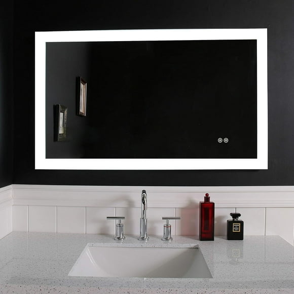 LED Bathroom Mirror Wall Mounted Vanity Mirror with Defogger and Dimmable Touch Switch 6500K High Lumen LED Vanity Mirror Vertical Horizontal Installation (LINA 40x24)