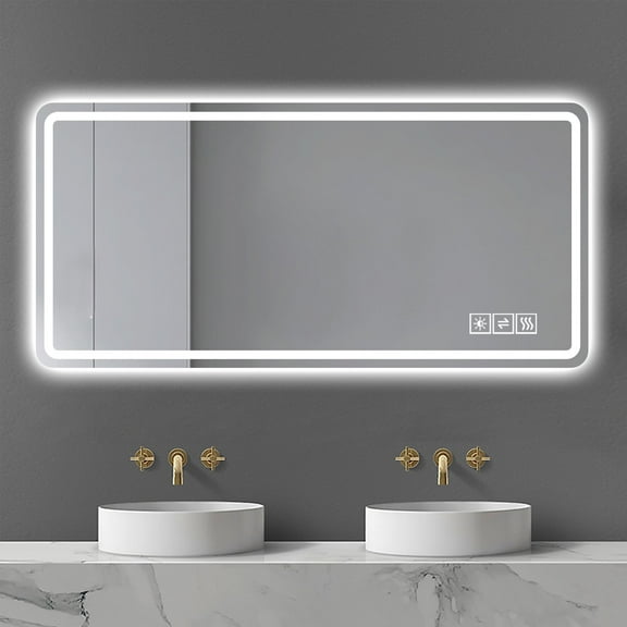 LED Bathroom Mirror with Defogger and Touch Sensor, New