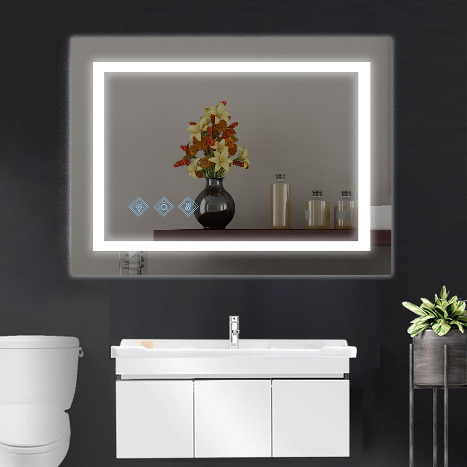 LED Bathroom Mirror with Lights 32 x 24 inch Bathroom Vanity Mirror 3 ...