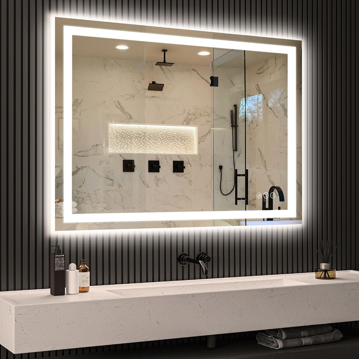 LED Bathroom Mirror with Lights 48x32, Lighted Vanity Mirror Wall