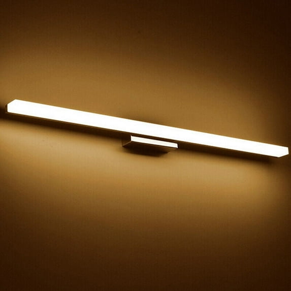 LED Bathroom Vanity Lighting Fixtures Stainless Steel Silver Bathroom Wall Light for Bathroom Cabinet and Mirror (16W/32in, Warm White)