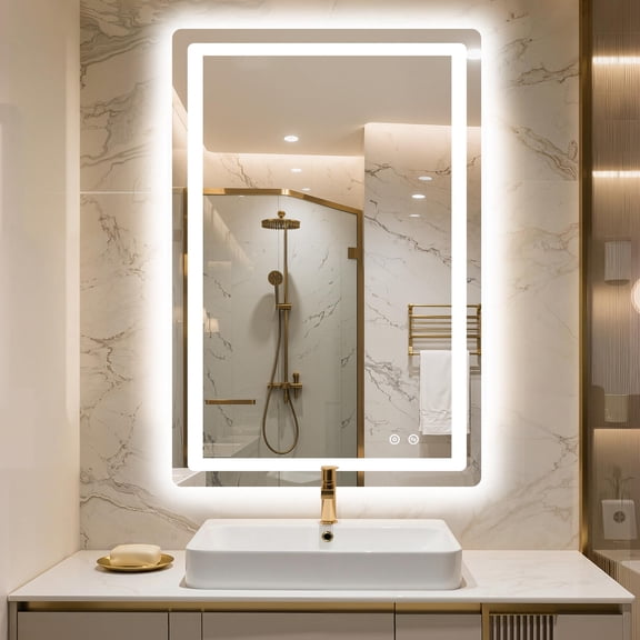 LED Bathroom Vanity Mirror 30"L x 20"W Wall Mounted Anti-Fog Dimmable Lighting