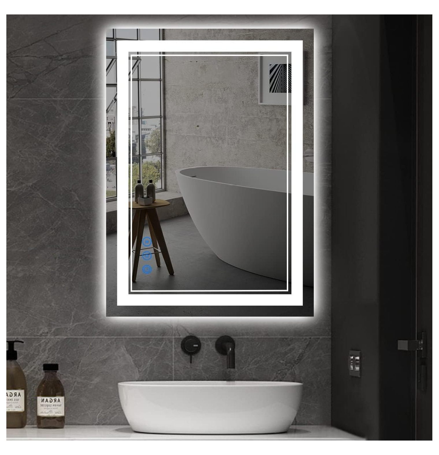 LED Bathroom Vanity Mirror, 32x24 Inch Wall Mounted Timing Function ...