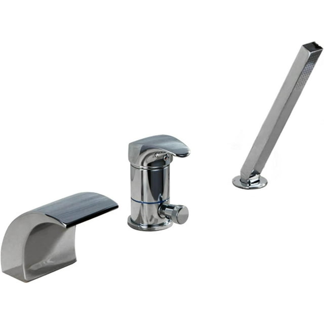 LED Bathtub Faucet, All Copper Hot and Cold Water Mixer Tap, 3Hole