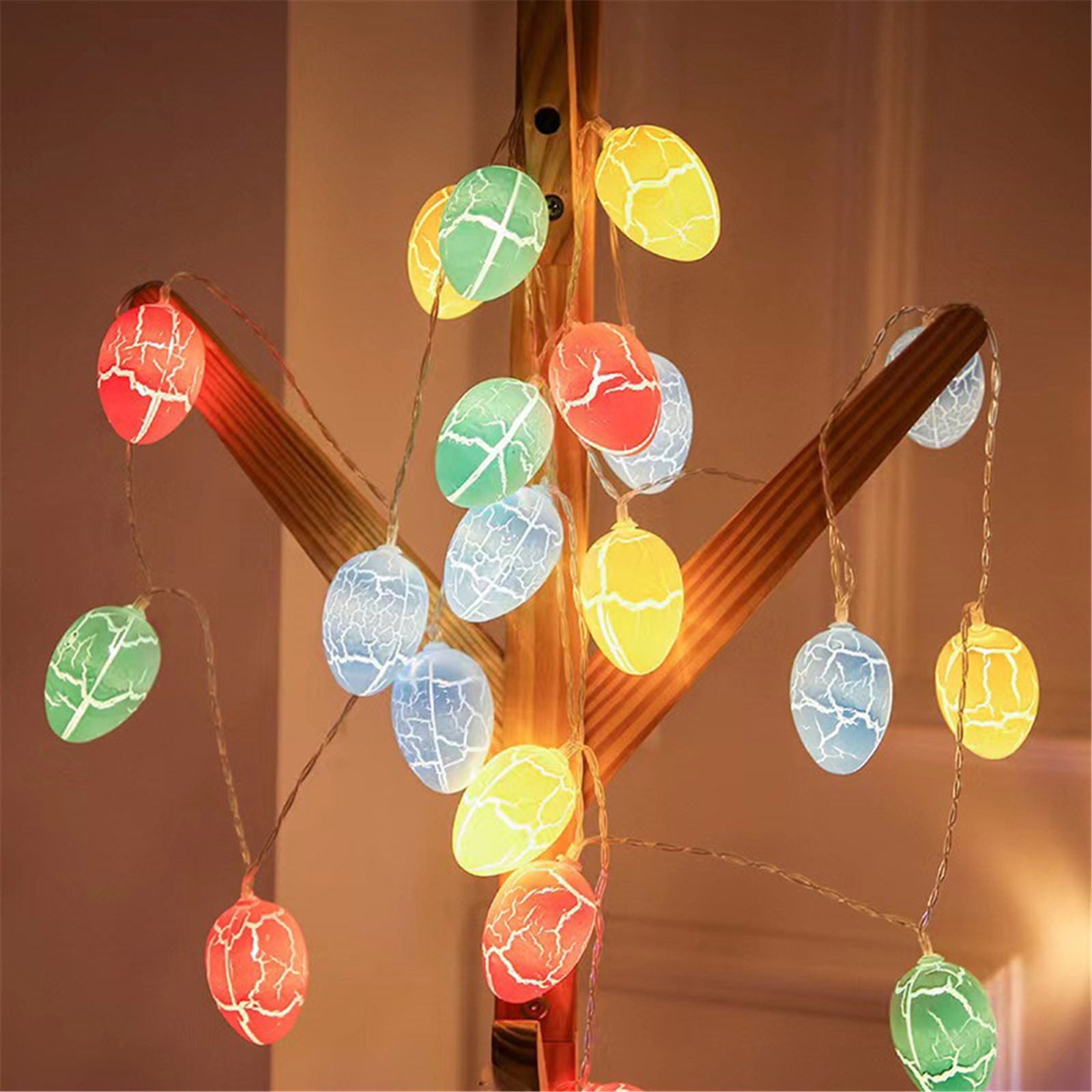 LED Battery Easter Light String Crack Egg Light String Powder Golden