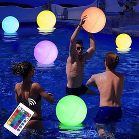 LED Beach Balls, Pool Toys, Light up Beach Ball, LED Floating Pool Ball Large Inflatable Pool Toys with 16 Colors Lights and 4 Modes with Remote Control Outdoor Pool Party Games