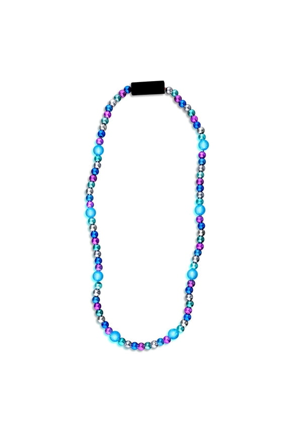LED Bead Necklace Blue and Silver