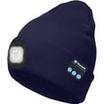 thumbnail image 1 of LED Beanie Bluetooth Hat Built-in Stereo Speakers & Mic Hands-Free Hat Lights USB Rechargeable LED Headlamp Winter Knit Cap for Men Women, Navy Blue, 1 of 9