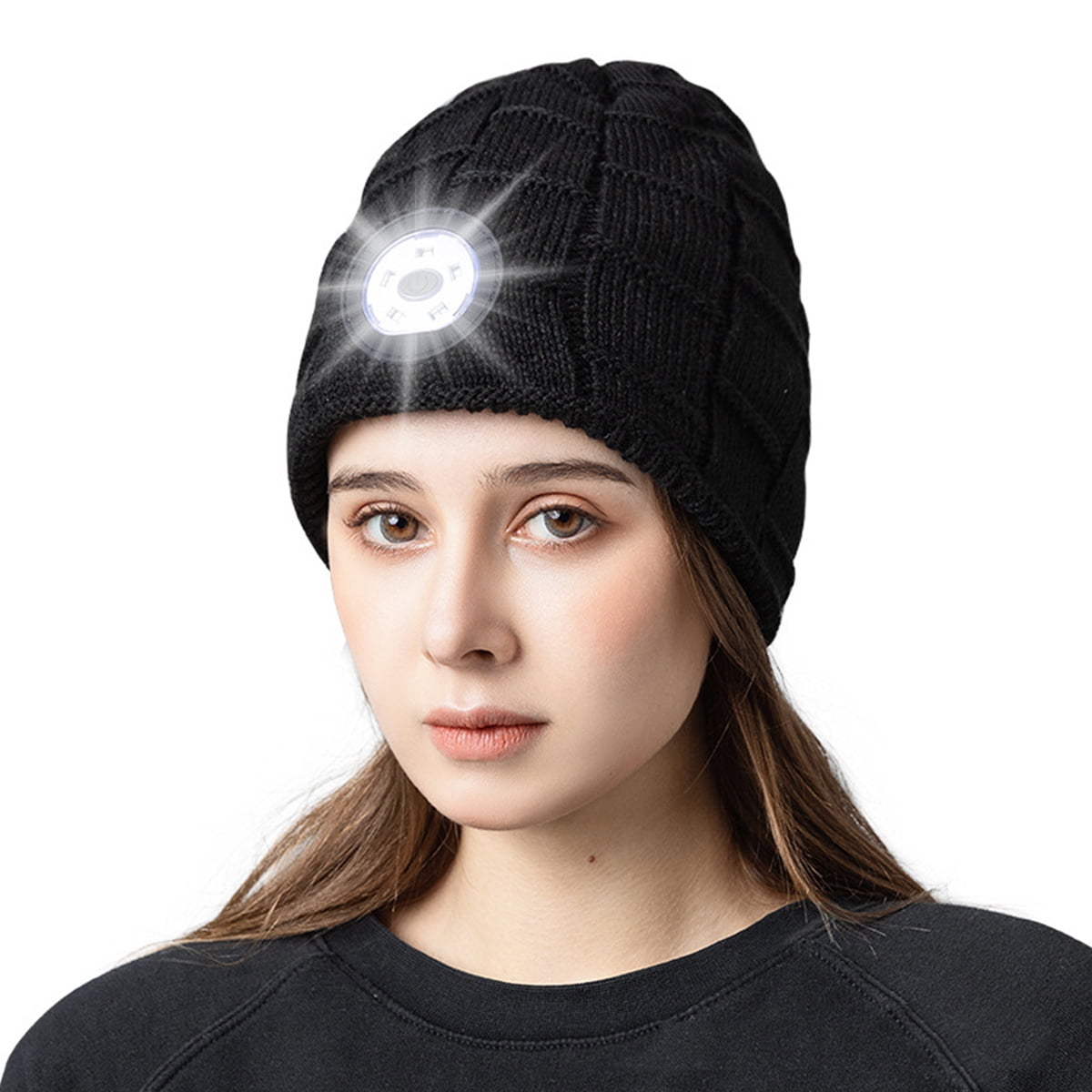 LED Beanie Hat 120LM LED Lighted Beanie Cap 300mAh USB Charging