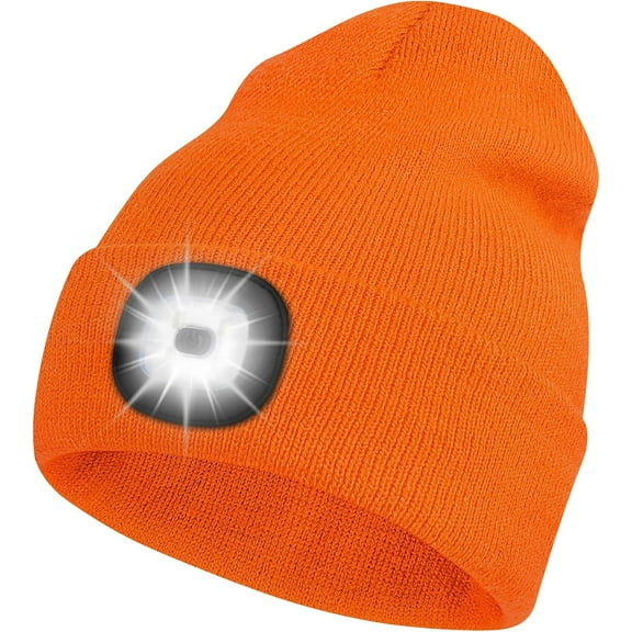 LED Beanie Hat with Light, Rechargeable Headlamp Cap, Unisex Winter Warm Knitted Hats, Headlight Flashlight for Running Hiking Camping Gifts for Men Women Teens