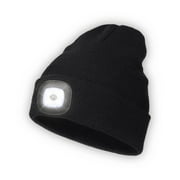 SYENLL LED Beanie Hat with Light, USB Rechargeable LED Headlamp Cap, Winter Knitted Headlight for Men Dad Husband Gifts (Black)