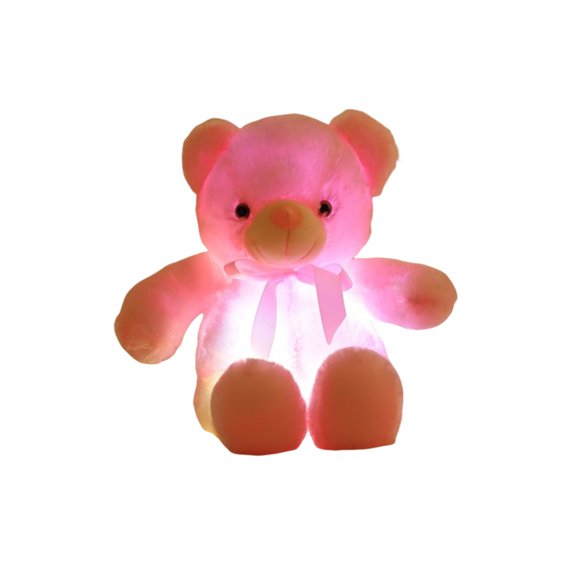 LED Bear Night Light Color Changing Glowing Stuffed Animal Soft Plush Decor For Home Bedroom Gift Idea Holiday Birthday Decorative Figurine