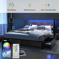 thumbnail image 1 of LED Bed Frame Full Size with 2 USB Ports and Outlets, Platform Metal Bed Frame with 4 Storage Drawers and Headboard, No Box Spring Needed, Noise-Free(Rustic Brown-FULL), 1 of 9
