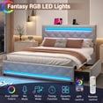 thumbnail image 1 of Anpoo Modern Wood Full Platform Bed Light Grey, 1 of 7