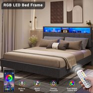 Queen Size Bed Frame with Storage LED Headboard,Upholstered Platform Queen Size Bed Frame with Storage LED Headboard,Upholstered Platform