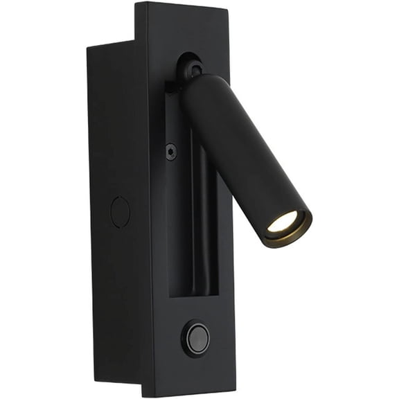 LED Bedroom Lamp Headboard Wall Light Sconce, Bedside Reading Recessed Push Switch Lamps, Hotel Bed Side Decorative Sconces Spotlight, 360 Rotatable 92 Foldable (Black)