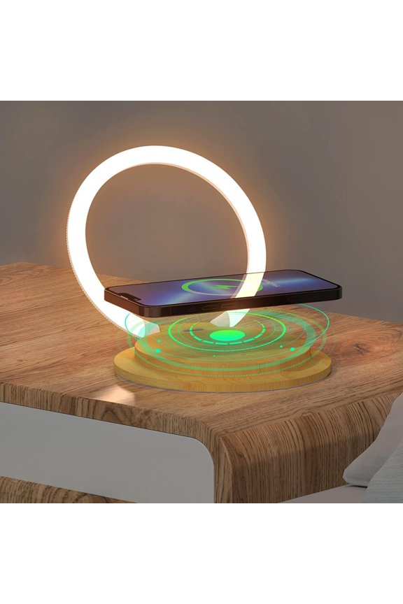 LED Bedroom Lamp with wireless charger, Modern Bedside Lamps Touch Table lamp Charging Station for Nightstand Decorations, 3 Brightness Levels Eye-Caring Desk Night Light for Home Office Decor Gifts