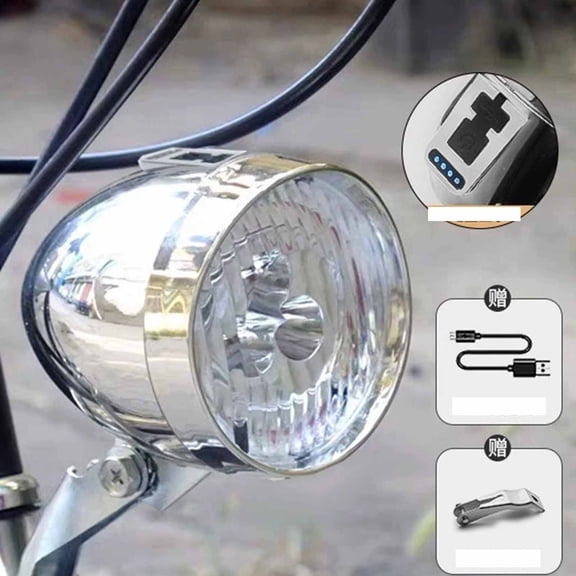 LED Bicycle Headlight Rechargeable Bike Front Lamp Waterproof Cycling Headlight, IPX6 Waterproof Cycling Safety Lamp for Night Riding, Mountain and Road Bike Gear Equipment D#065 White