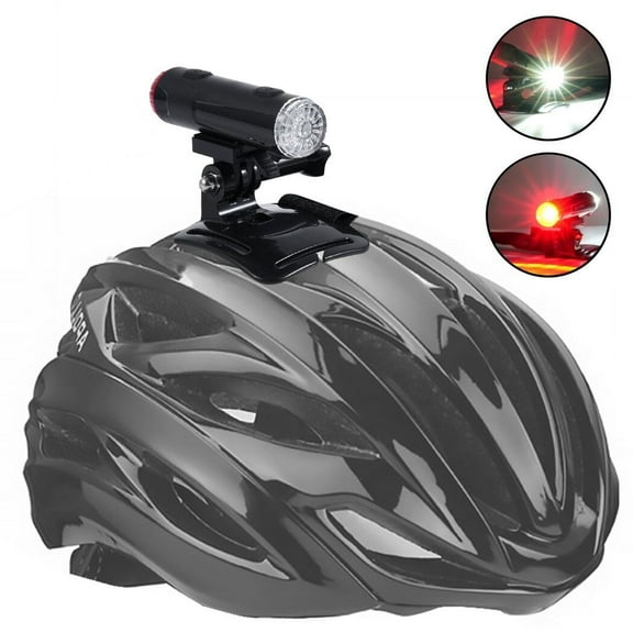 LED Bicycle Helmet Light Headlight 360 Degree, Rechargeable Rack Mounting Biker Flashlight Warming Light for Outdoor, 2 in 1 High Beam Rear Light Lamp