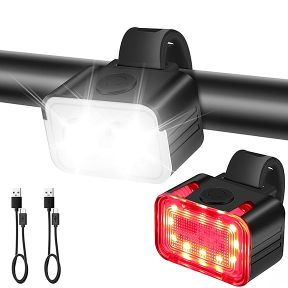 LED Bike Lights Set, Bright 300 Lumens Lightweight USB Rechargeable Front and Back Rear Bicycle Light, IPX6 Water Resistant Mountain Road Helmet Cycle Headlight and Taillight for Cycling, Hiking, Camp