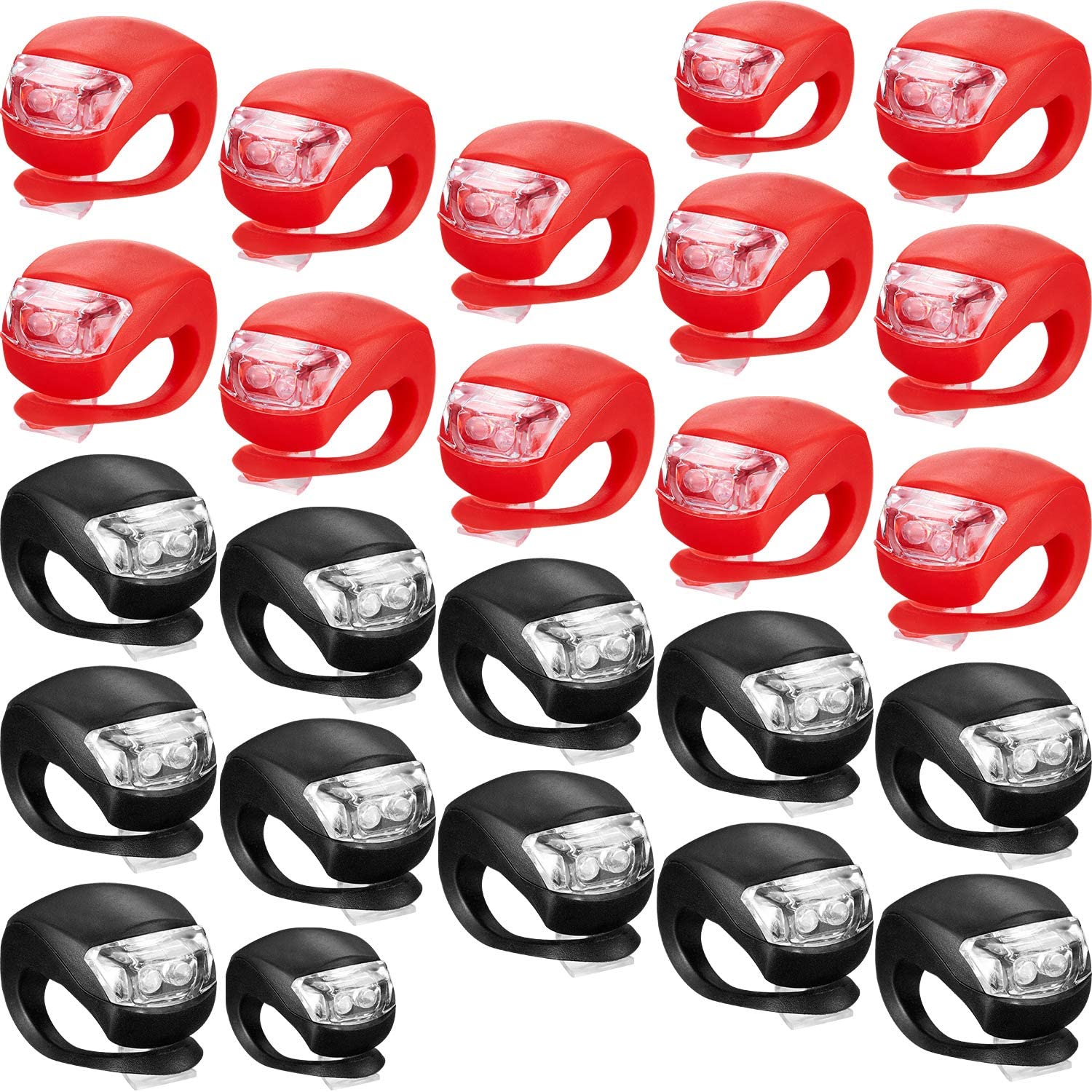 LED Bike Lights Set — Waterproof Clip-On Front & Rear (24 pack)