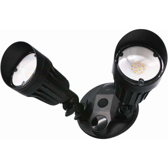 LED Black 2-Light Bullet Flood Light- 3000K Adjustable Dual Head Hardwired Outdoor Security Light, Waterproof Spot Light for Yard, Patio, Garden, Garage, Landscape & Exterior Walls