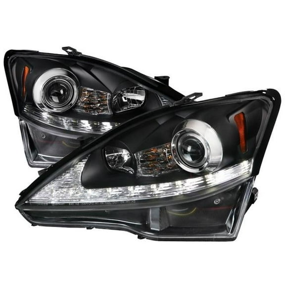 LED Black Housing Projector Headlights with Clear Lens for 2006-2009 Lexus IS