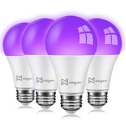 LED Black Lights Bulb, 9W A19 Led Bulb (75Watt Equivalent), UVA Level 380-400nm, E26 Medium Base, Glow in The Dark for Blacklights Party, Body Paint, Fluorescent Poster, 4 Pack