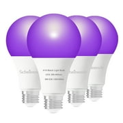 LED Black Lights Bulb Blacklight A19 60Watt Equivalent UL Listed E26 Medium Base 120V, for Porch Hallway Patio Holiday Party Decoration, 4Pack