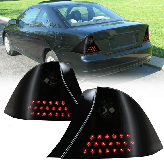 LED Black Smoke Lens Tail Lights Rear Lamps Pair for 2001-2003 Honda Civic Coupe
