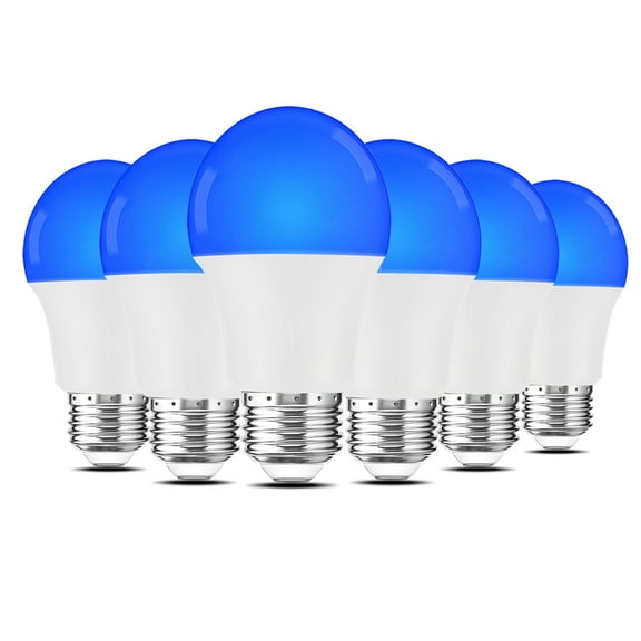 LED Blue Lights Bulb, 7W A19 Led Bulb (60Watt Equivalent), E26 Medium Base, 6 Pack