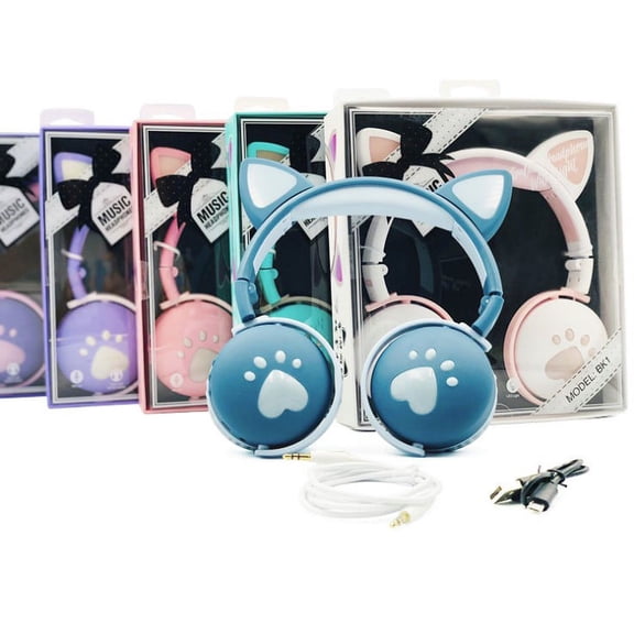 LED Bluetooth 5.0 Cat Headphone w/ Microphone