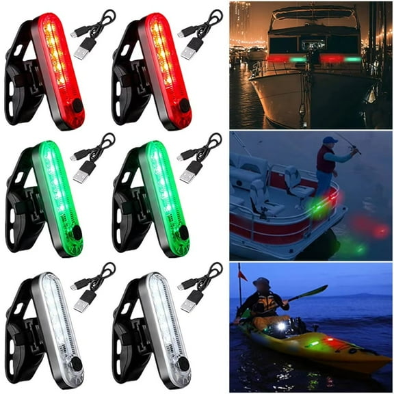 LED Boat Navigation Light Rechargeable Navigation Signal Light 4 Modes Boat bike