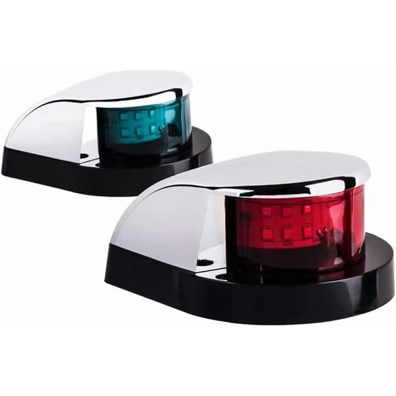 LED Boat Navigation Light Red and Green LED Marine Navigation Light Boat Bow Light for Pontoon and Small Boat (Silver New Version)