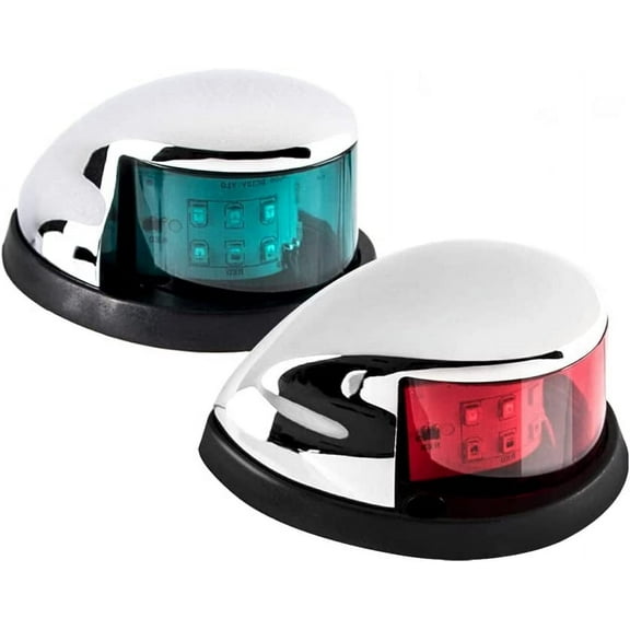 LED Boat Navigation Light Red and Green LED Marine Navigation Light Boat Bow Light for Pontoon and Small Boat (Silver)