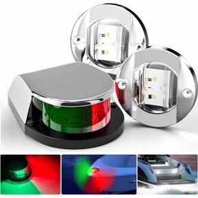 LED Boat Navigation Lights Waterproof Marine Bow Stern Deck Lights with Chrome Bezels 3 Piece Set