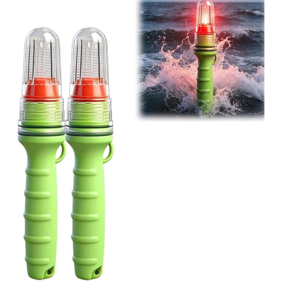 LED Boat Safety Flare Light, Waterproof Electronic Emergency Distress Strobe Light, Smart Sensing Automatic Strobe, Marine Safety Signal Light for Fishing Boats, Buoys, Rafts and Watercraft (2pcs)