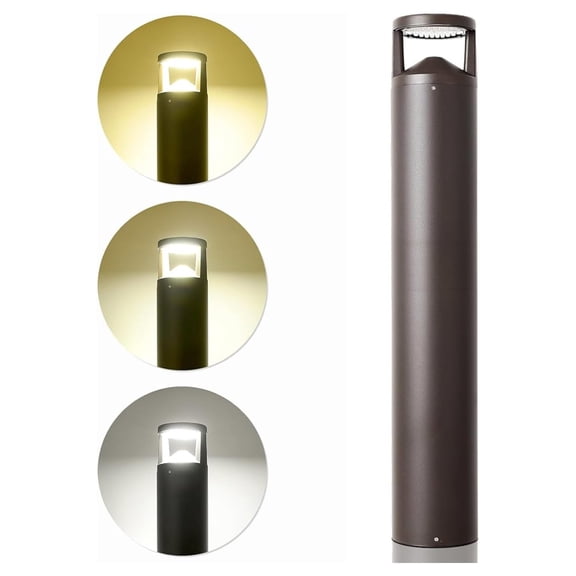 LED Bollard Landscape Light, 24W 42in Outdoor Modern Pathway Light, 3CCT 3000K/4000K/5000K Selectable, 0-10V Dimmable, IP65 Bollard Lighting for Garden, Pathway, Walkway, 120-277V