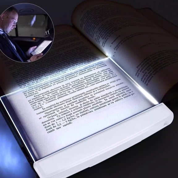 LED Book Light and Night Light 2-in-1, Flat Reading Light, Black, 3 Colors, Dimmable, USB Rechargeable