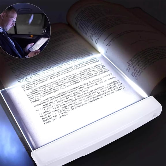 LED Book Light for Reading in Bed – Flat Panel Page Illuminator with Eye Protection, Dimmable Battery Powered Night Reading Light for Home, Travel, Students