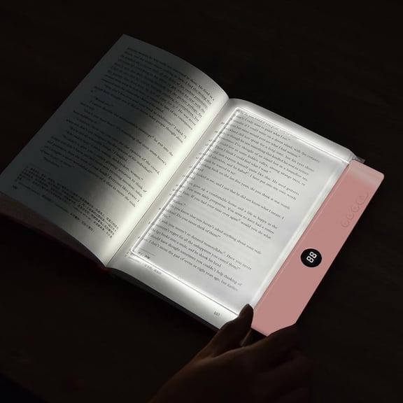 LED Book Light for Reading in Bed, Rechargeable Full Page Reading Light with 3 Color Modes, Stepless Dimming & Timer, 1200mAh USB Rechargeable Flat Panel Book Light for Night Reading, Students & Book